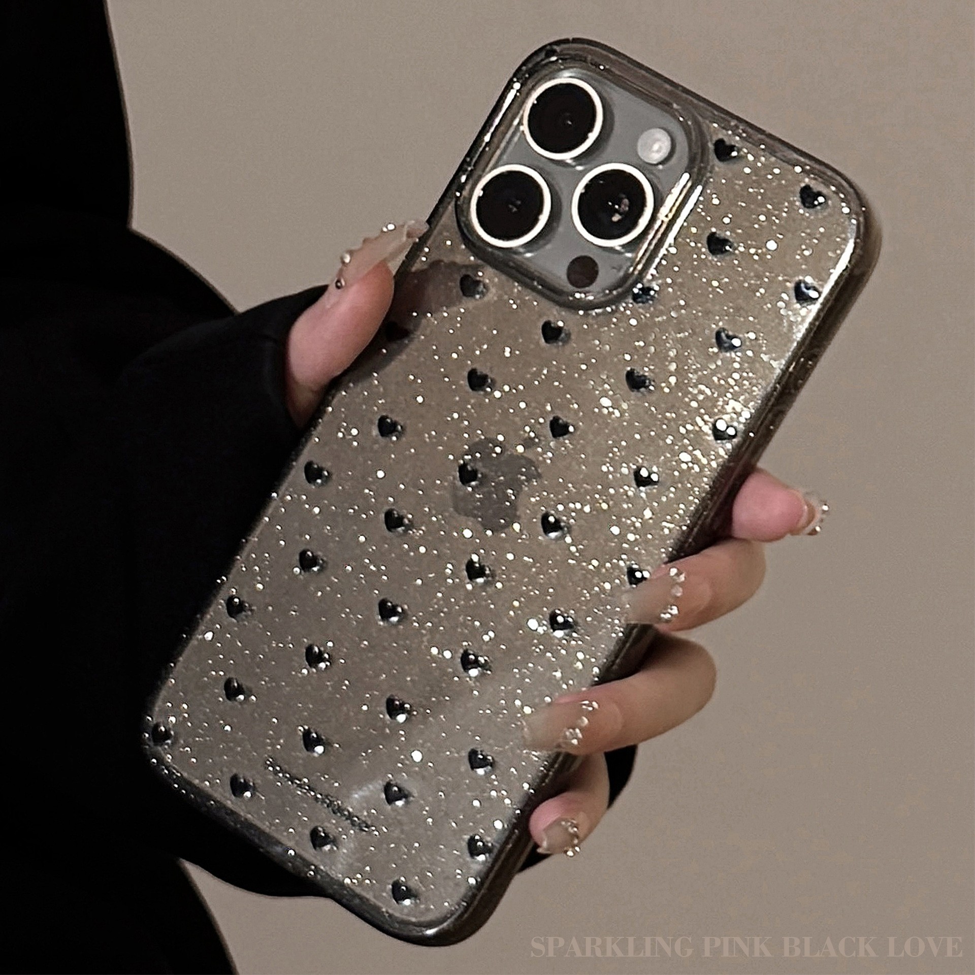 ins风小爱心适用苹果16pro max手机壳14小众个性iphone15暗黑风11