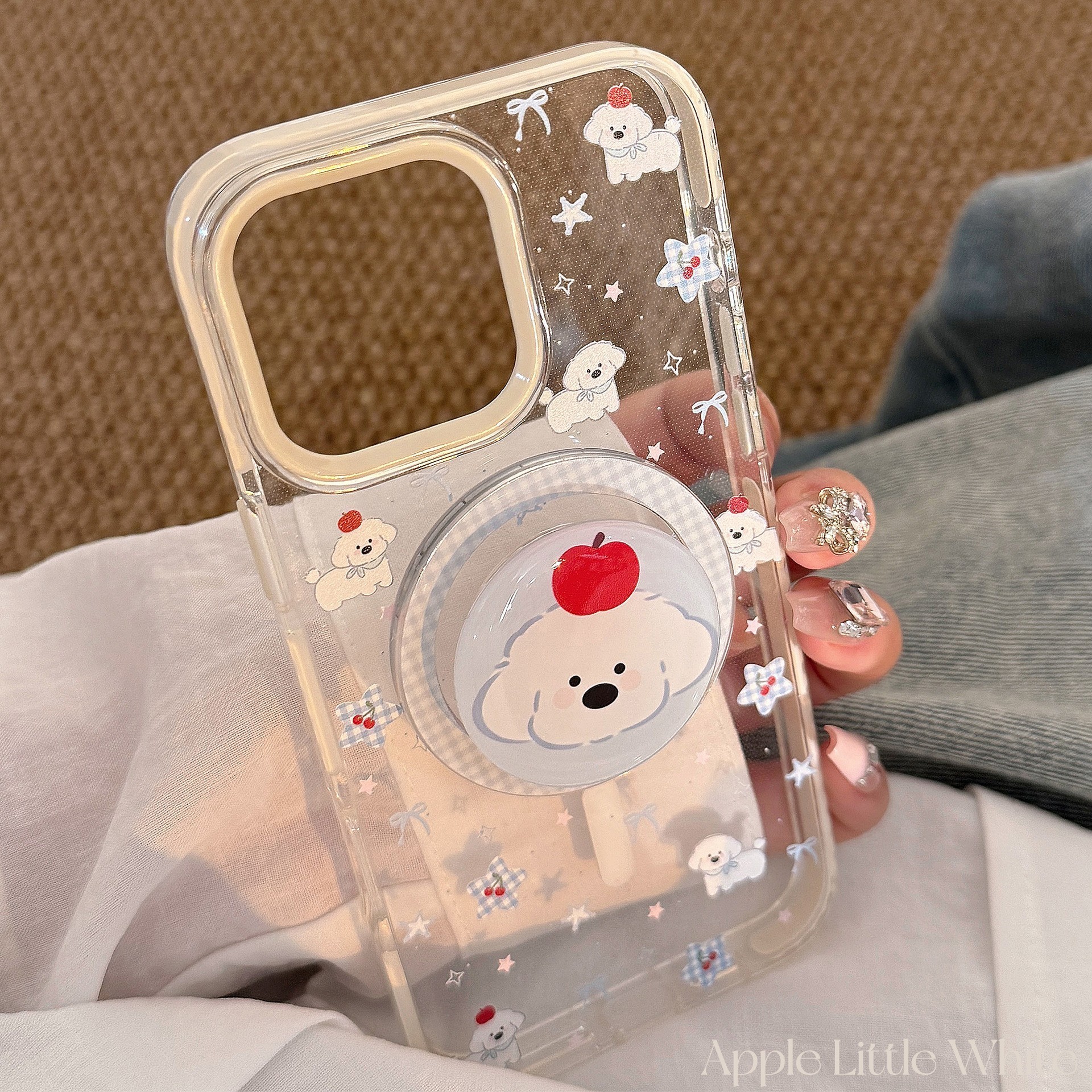 磁吸支架iPhone15Promax可爱小狗苹果16手机壳14适用13防摔12韩系