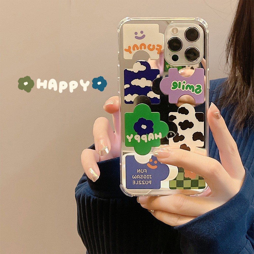 个性拼图16pro苹果iphone15plus手机壳14promax镜面11防摔8适用XR