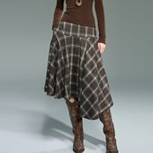 加厚格纹不规则半身裙 冬季 why 旧筏格痕
