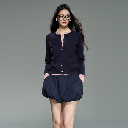 Tuwhy“双重奏”原创撞色双层假两件针织开衫miu系