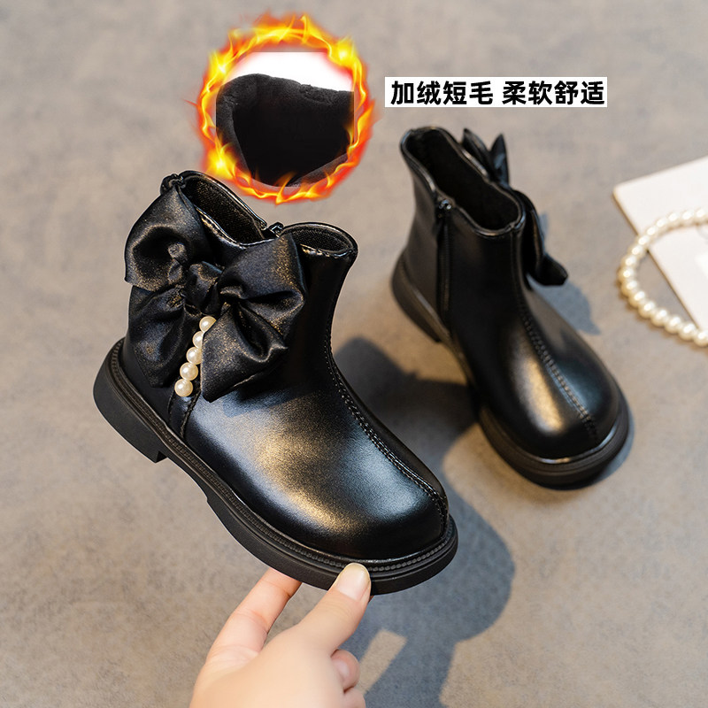 女童马丁靴2025秋冬新款短靴公主靴单里加绒靴子儿童鞋子宝宝洋气