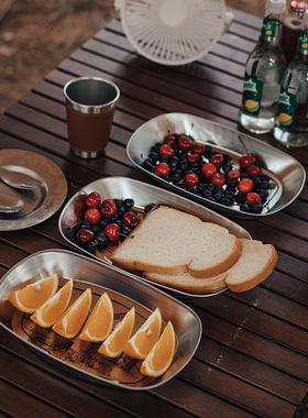 户外露营水果盘欧式复古 马口铁金属零食盘托盘餐盘果盆 野外餐具