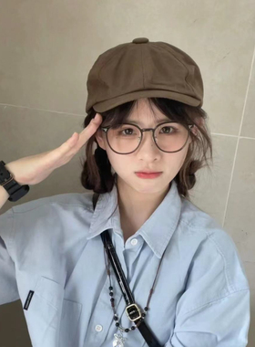 花缘梓日系纯色画家帽女春夏贝雷帽显脸小氛围百搭简约报童帽减龄