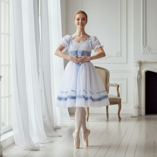 葛蓓莉亚变奏芭蕾舞蓝色成人长裙纱裙克拉拉专业款关不住的女儿