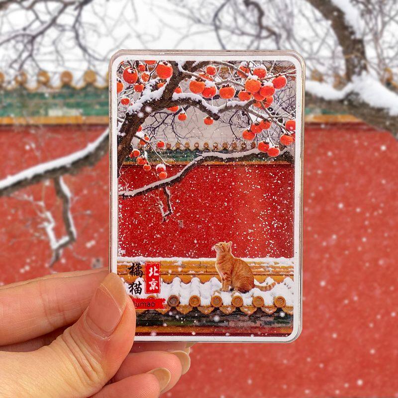 北京冰箱贴故宫天坛橘猫流沙飘雪图片