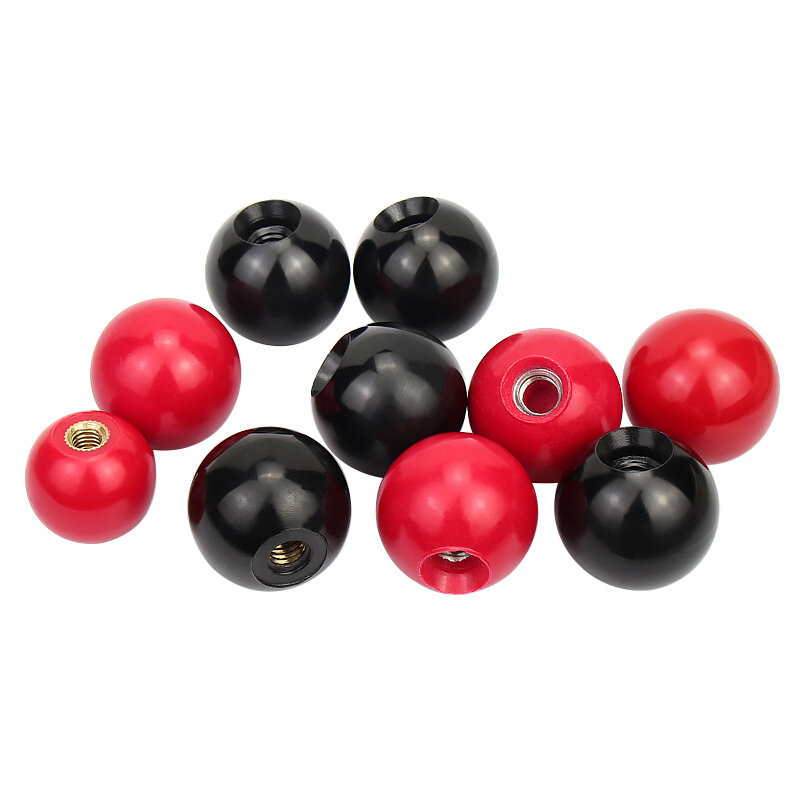 M4M8-M16胶木手柄球塑料圆球操作杆球头把手红色铜芯黑铁心电木球