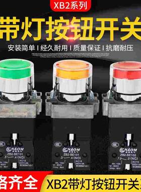 自复位带灯按钮开关XB2-BW3361C红绿黄色银点XB2-BW3462C常开常闭
