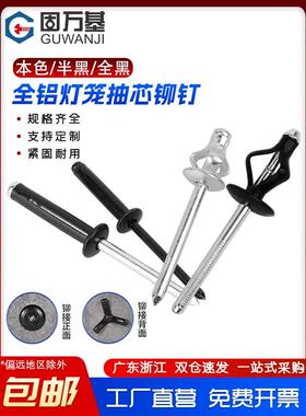 灯笼抽芯铆钉全铝大帽沿拉铆钉三爪黑色汽车用酒盒用拉钉铆钉大全