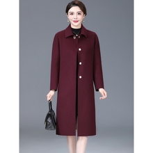 恒源祥官网正品中年妈妈双面呢羊绒大衣中长款中老年女装时尚妈