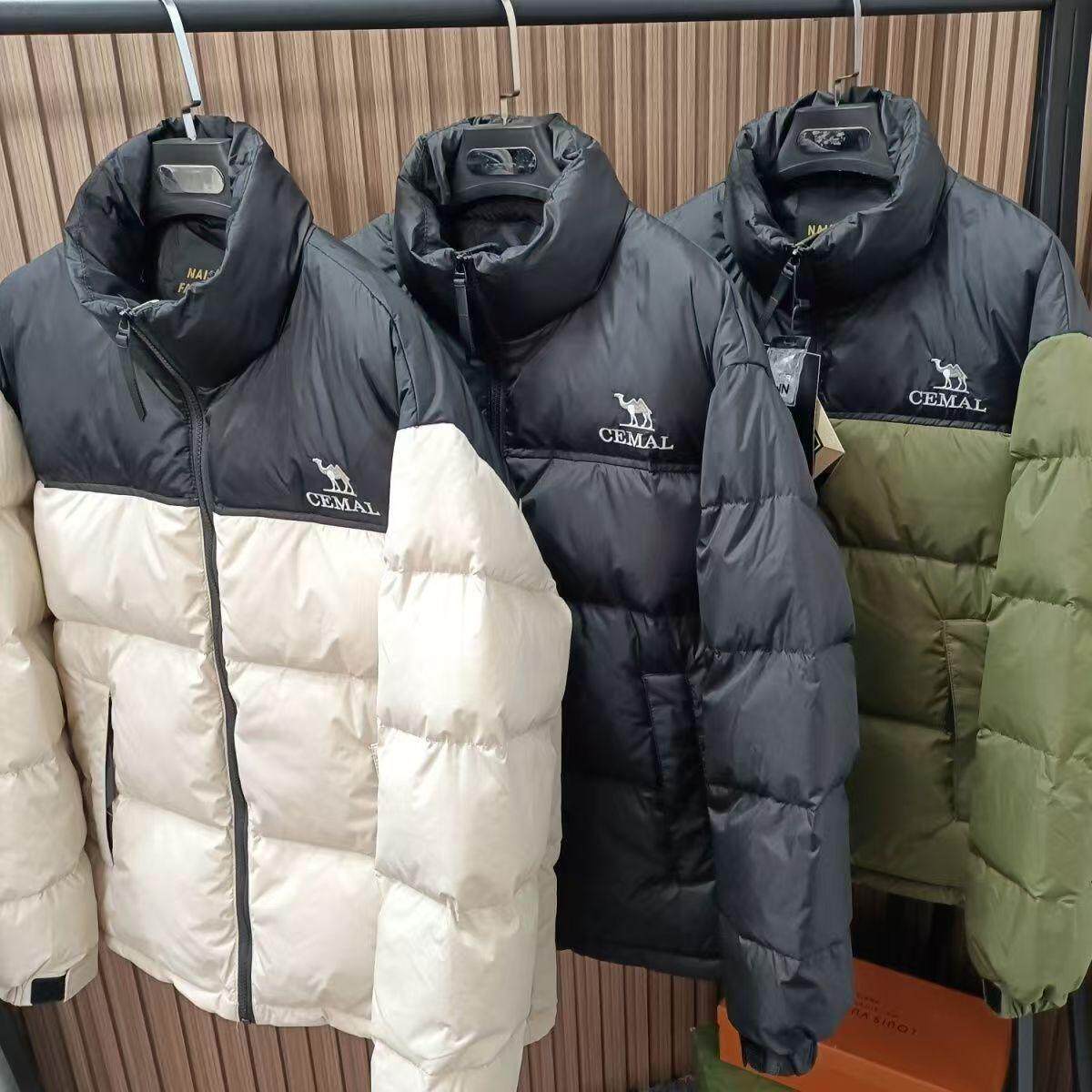 时尚百搭男士棉服冬季2024新款加厚保暖拼接面包服立领外套男装潮