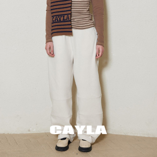 24AW064 CAYLA原创设计感百搭直筒遮胯毛绒廓形裤 清仓5折购