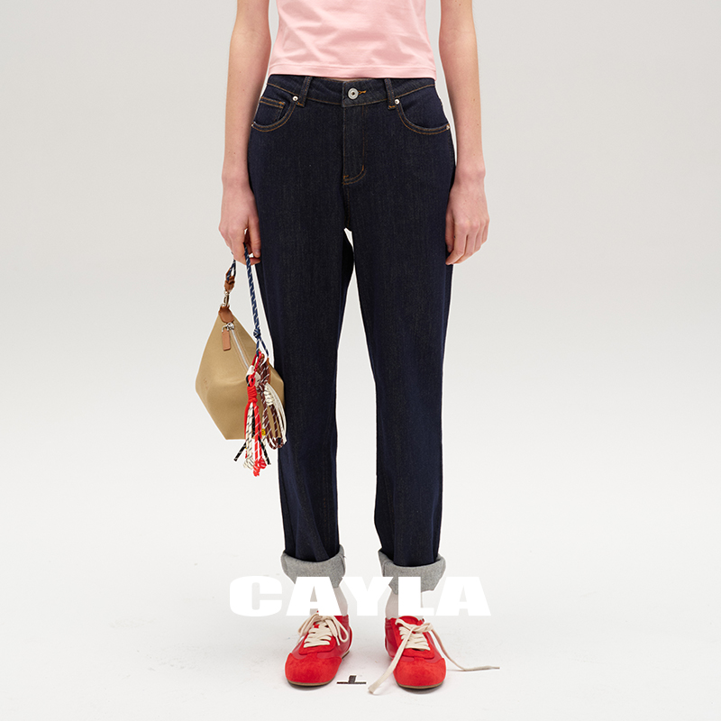CAYLA九分烟管直筒牛仔裤