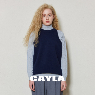 CAYLA复古风学院风柔软宽松圆领背心马甲24AW001 清仓5折购