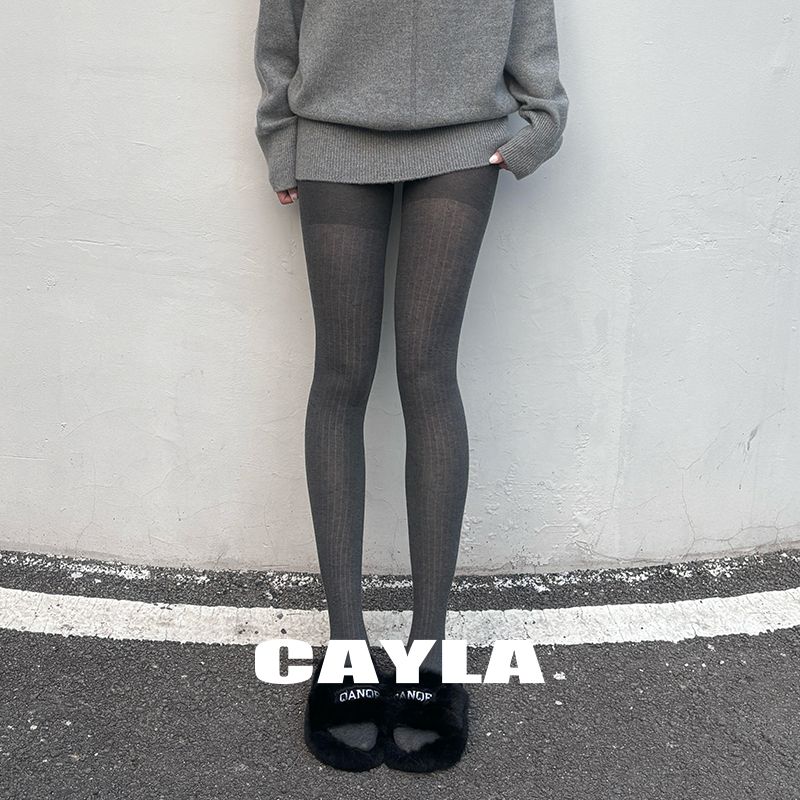 CAYLA坑条纯色薄款连裤袜