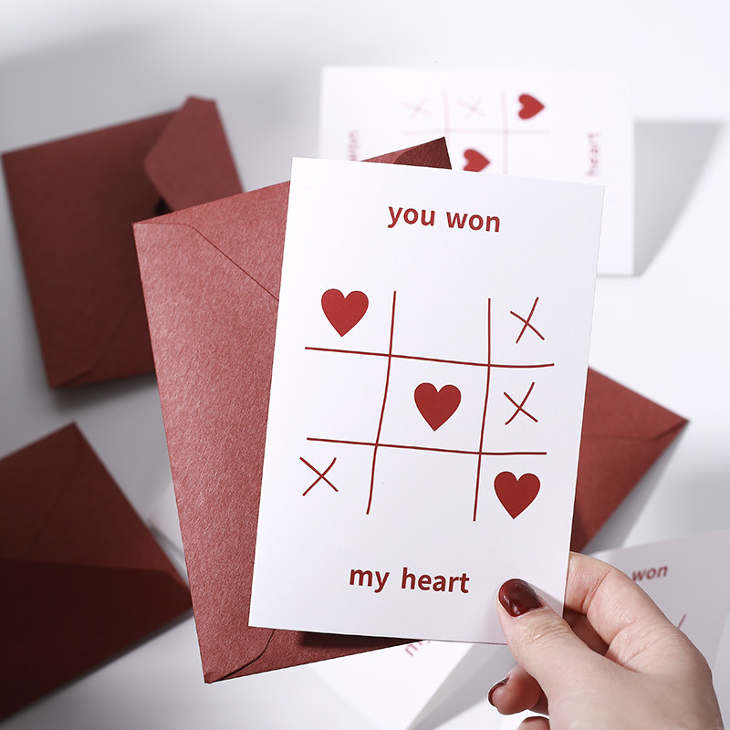 原创爱心贺卡小清新简约创意表白告白情人节情侣手写祝福语卡片