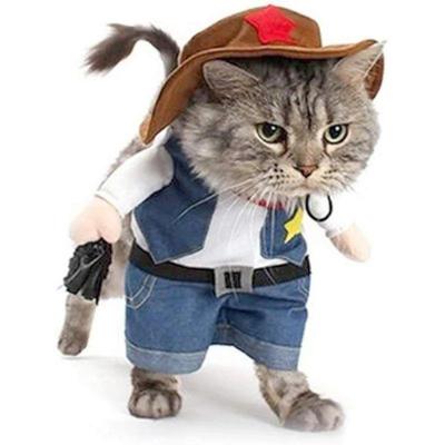 Funny Pet Dog Cat Halloween Costume Dog Cowboy Clothes Pet D