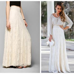 women s long lace skirt casual dress summer white skirts2018