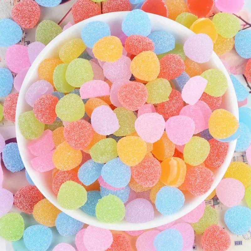 20 Pcs Mini Simulation Candy Pellets Colorful Gummy Flat Bac