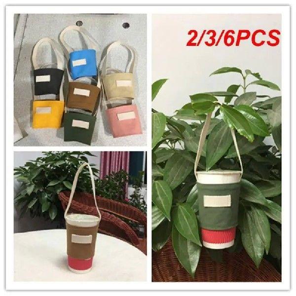 2/3/6PCS Canvas Cup Covers Water Bottle Pouch Colorful