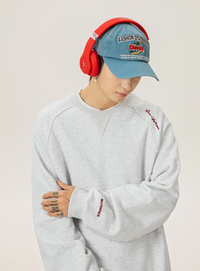 【RST】400G重磅圆领卫衣美式字母刺绣插肩袖套头衫宽松外套潮