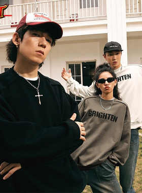 【RST】美式潮牌印花潮流卫衣春季宽松复古破坏毛边设计情侣潮牌