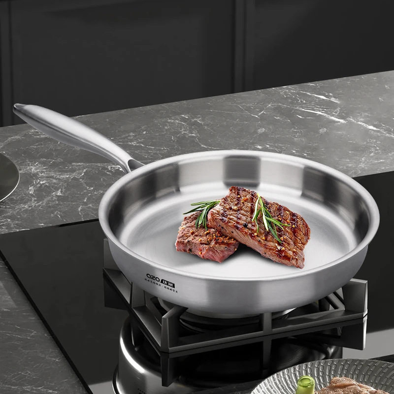 18-10三层平底锅锅家用不锈钢煎锅不粘牛排锅