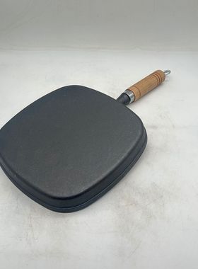 加厚铸铁木柄煎锅家用牛排锅户外平底22cm锅煎牛排平底煎锅