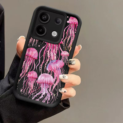粉色水母适用小米14PRO 13 12T红米Note13 14Pro手机壳Poco X6pro防摔软套