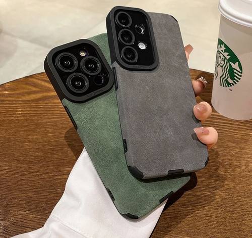 简约羊皮磨毛s22plus防摔s23ultra适用A15三星Galaxy A53手机壳A52S  A55 5G高级 A73全包A72软A33 s24u s25+