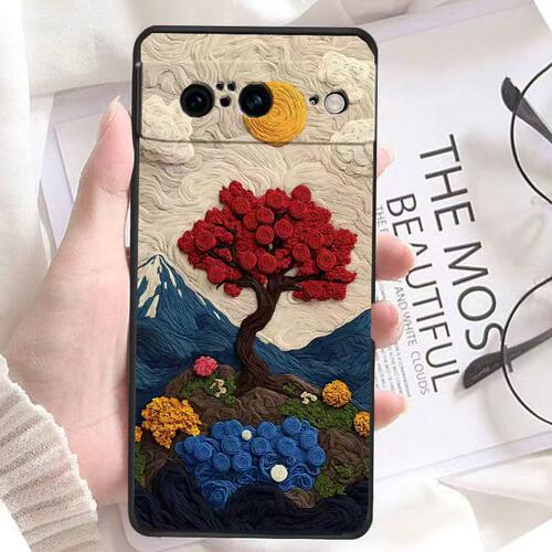 玫瑰花朵保护套Google pixel 8适用于谷歌pixel 8A手机壳咖啡大叔7Pro防摔软套9pro