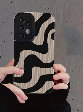 斑马纹s22ultra潮牌s23u适用三星Galaxy A53手机壳A52S A55 5G竖纹 A73全包A72软套s24