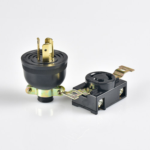 汽油发电机防脱插头3KW5KW8KW全铜美式插座家用220V三孔防松插头