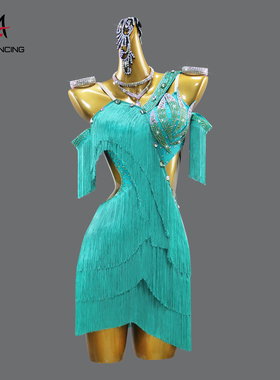 2025新款拉丁舞流苏连衣裙高级舞蹈比赛花服定制黑池专用性感舞服