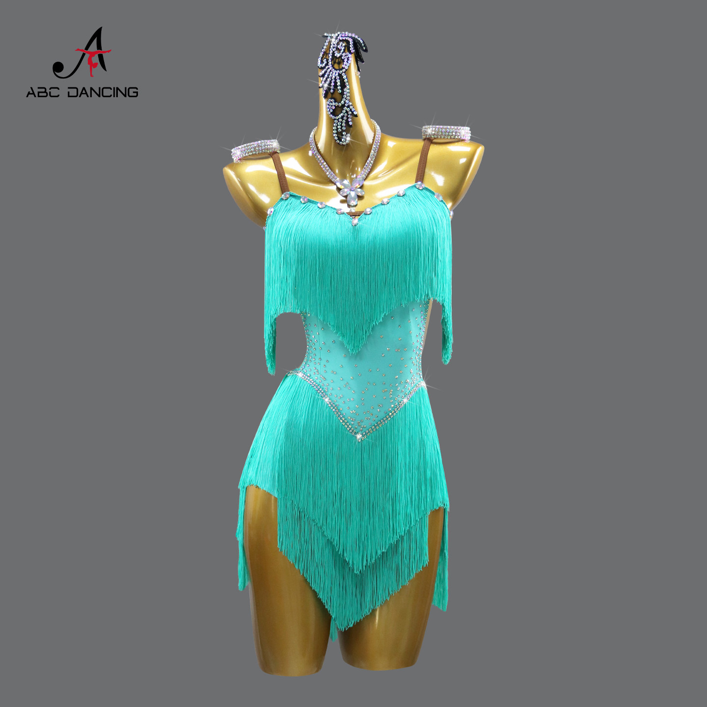 新款专业拉丁舞花服性感舞蹈台比赛演出服黑池性感规定练功流苏裙