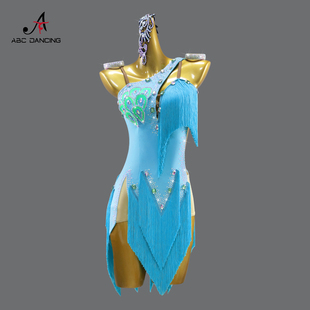 2026新款拉丁舞比赛花服高级舞蹈连衣裙艺考女士黑池14岁规定专用