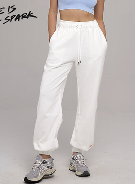 她是火花SIAS 纯棉长卫裤 宽松束口束脚堆堆裤 显瘦运动裤女秋冬