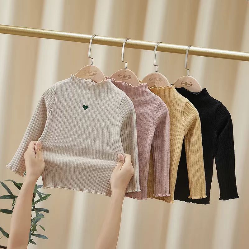 2025新款女童春装打底毛衣薄款春秋新款半高领打底衫上衣