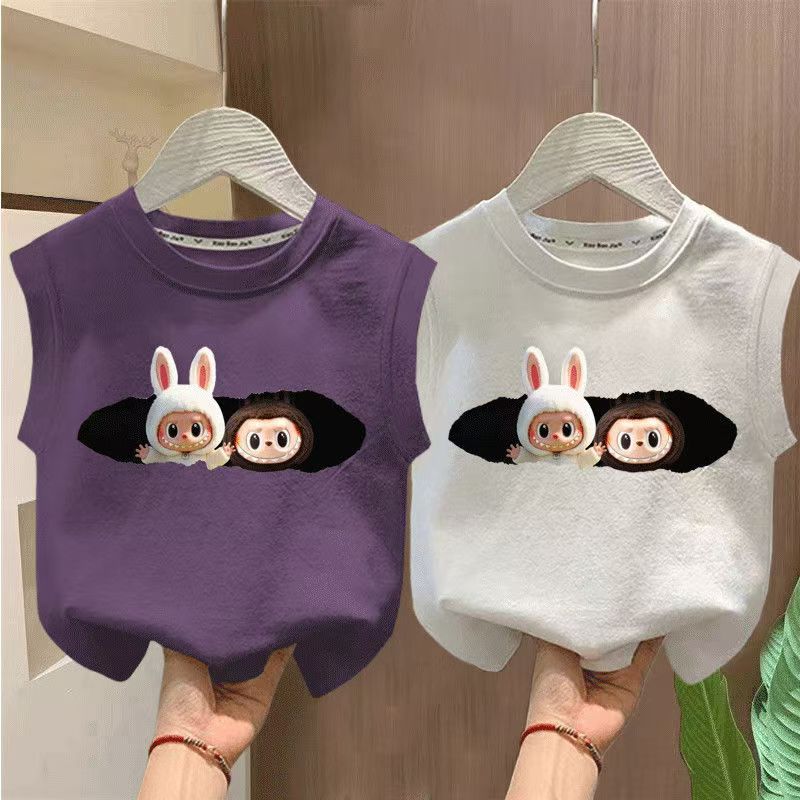拉布布儿童服装背心2026新款上衣t恤男女童无袖背心春夏装衣服图片