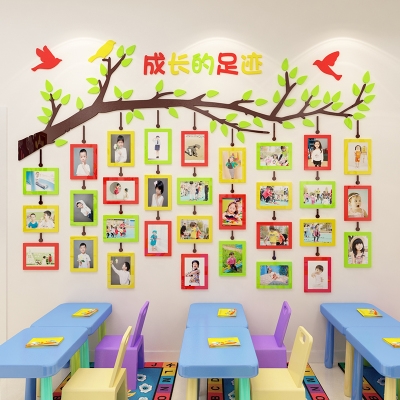 成长足迹幼儿园照片墙贴纸托管班教室环创布置主题墙环境布置材料