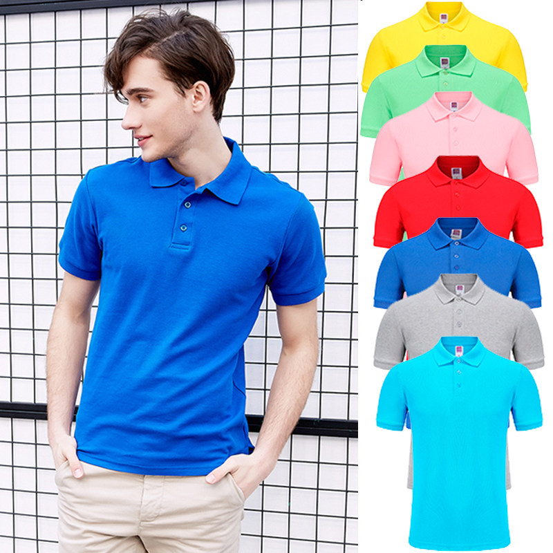 100%纯棉polo衫短袖翻领运动上衣男士超肥超大码活动服纯色工作服