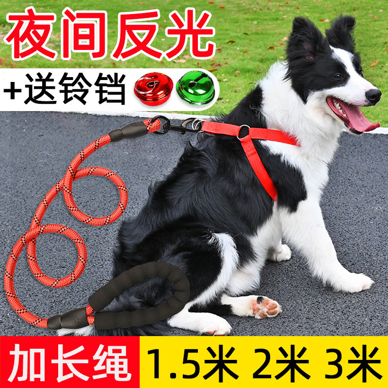 遛狗狗牵引绳加长版夜间反光狗绳泰迪金毛宠物大中小型犬狗炼2米