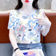 正肩纯棉短袖 t恤女士夏装 新款 时尚 韩版 洋气小熊爱心印花体恤上衣