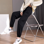 休闲卫裤 黑色束脚运动裤 小个子加绒冬季 宽松显瘦2026新款 女春秋款