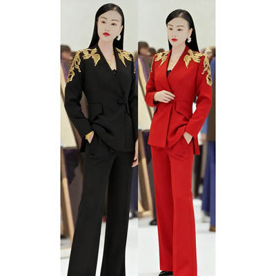 25050凤凰重工刺绣套装显瘦气质长袖时尚收腰