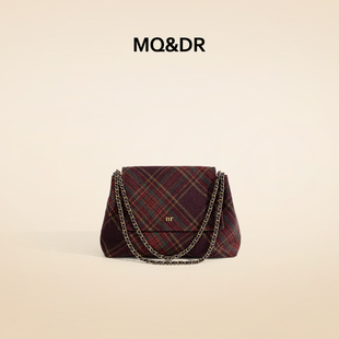 MQ&DR【酷派甜心】原创设计质感红绿格链条腋下包复古学院单肩包