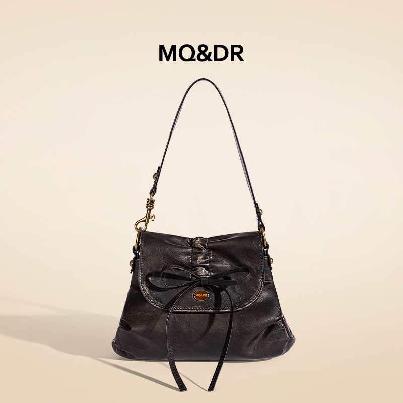 MQ&DR甜酷风复古拼蝴蝶结腋下包