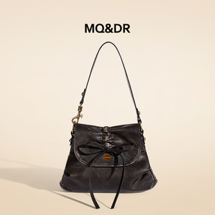 MQ&DR【月夜少女】原创设计甜酷风复古拼蝴蝶结腋下包百搭单肩