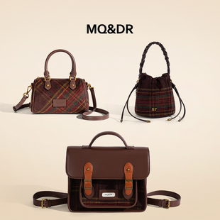 MQ&DR【美洛学院】原创设计复古学院风双肩质感新款单肩斜挎包