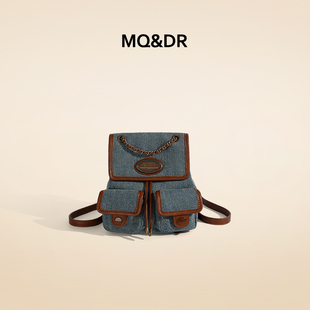 MQ&DR【尤克里里】小众原创设计牛仔双肩包包新款潮复古手提单肩